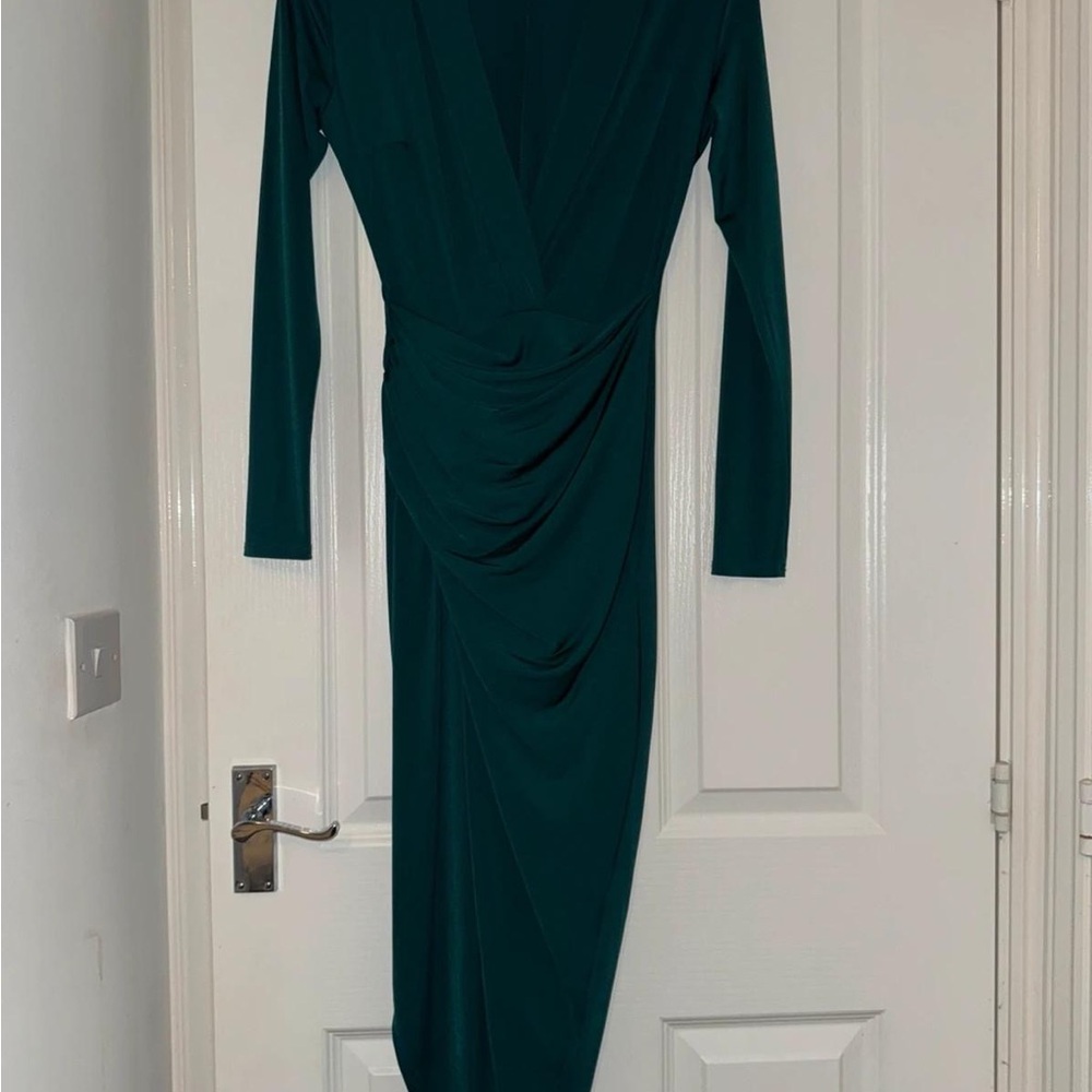 Green Ruched Long Sleeve Bodycon Dress